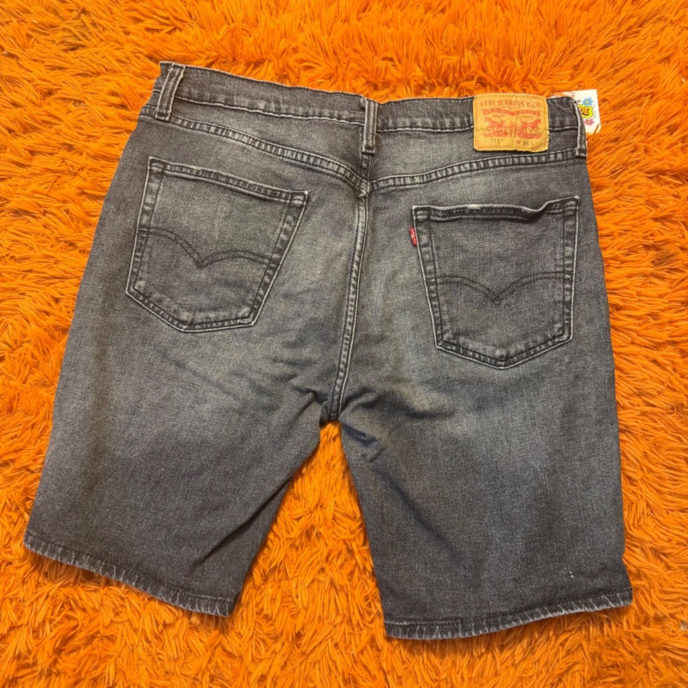 Levis 511 Slim Fit Denim Shorts Mens 36 Washed Black Gray Jean Shorts